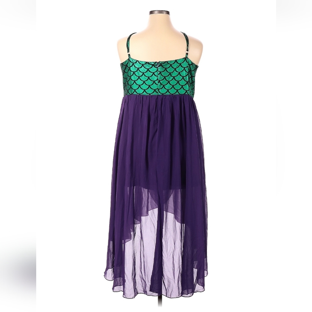 Rosegal Green Scale-Print Bodice with Purple High-Low Skirt Dress - Picture 3 of 11